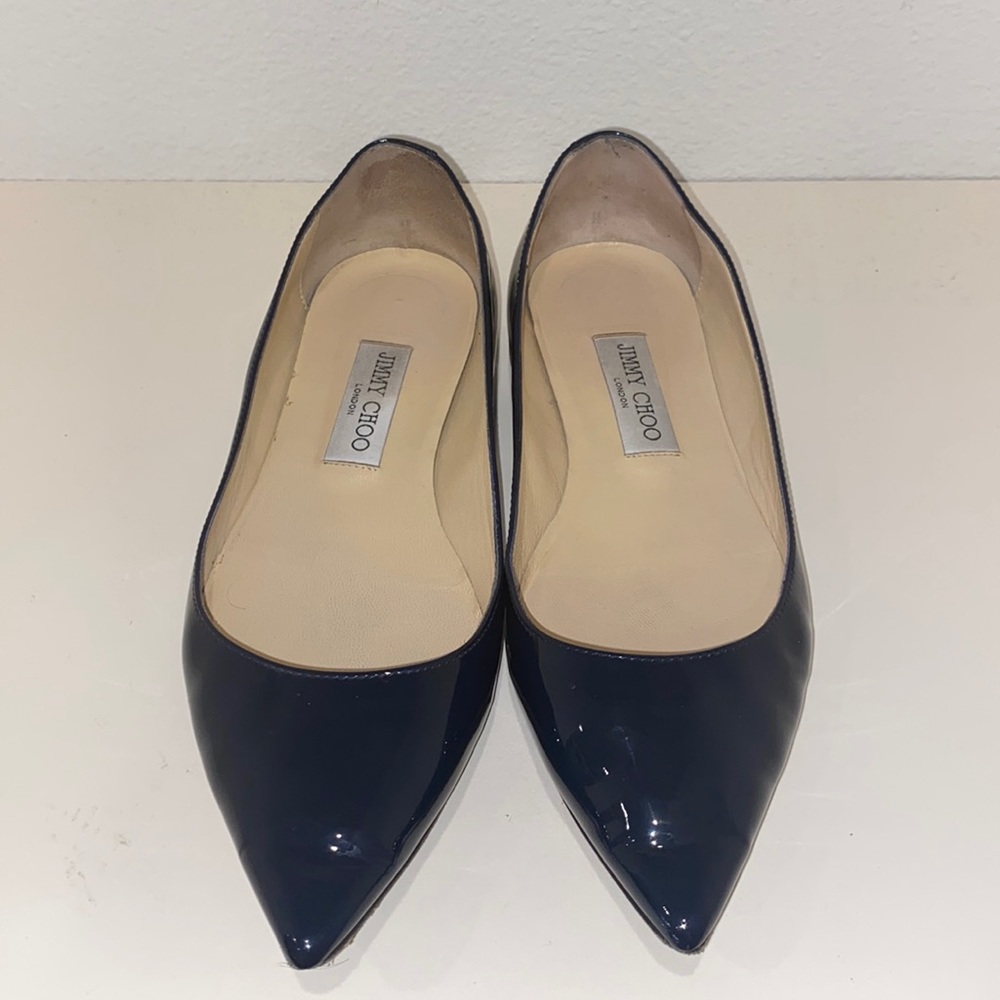 authentic Jimmy Choo pointed toe flats navy blue